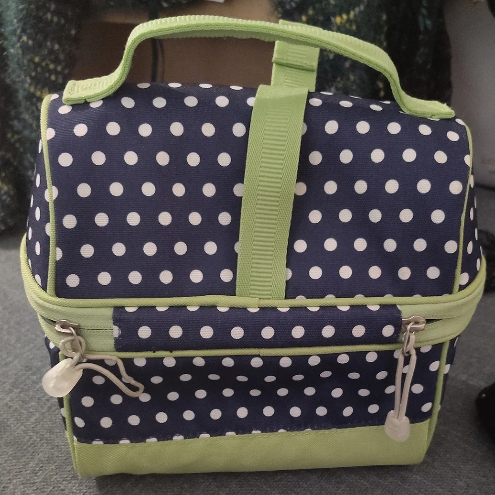 Polka Dot Navy and Green Women's Bag